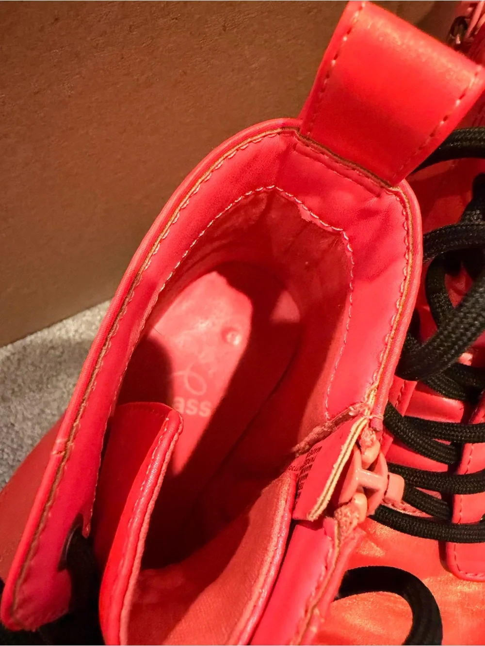 Target Neon Coral Lace-Up Combat Boots with Black Laces